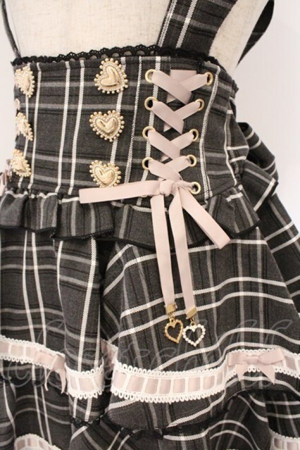 画像2: LIZ LISA / はしごリボンチェックティアードスカパン  クロ O-26-03-10-055-LO-SK-IG-OS (2)