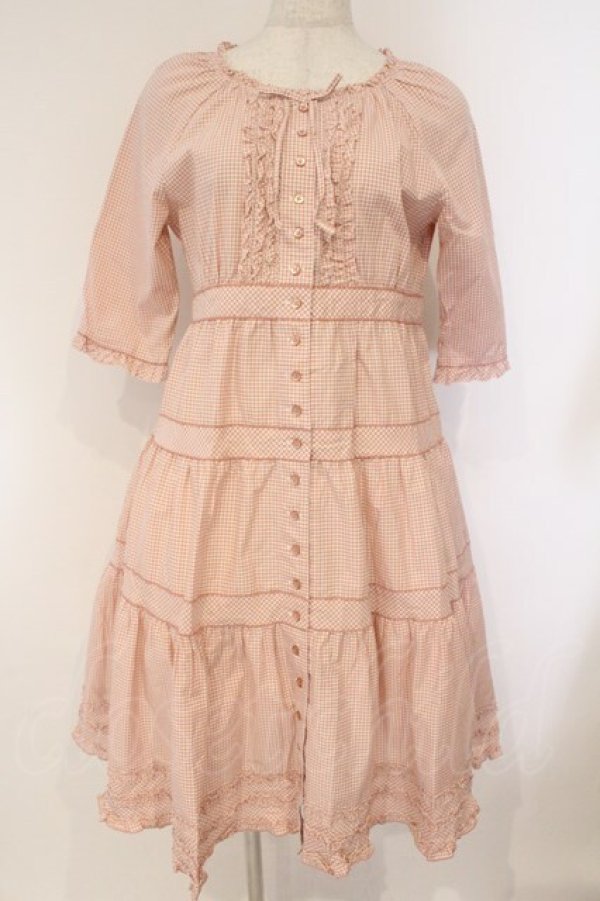 画像1: PINK HOUSE / ギンガムチェックワンピース  ピンク O-26-03-10-006-LO-OP-IG-OS (1)