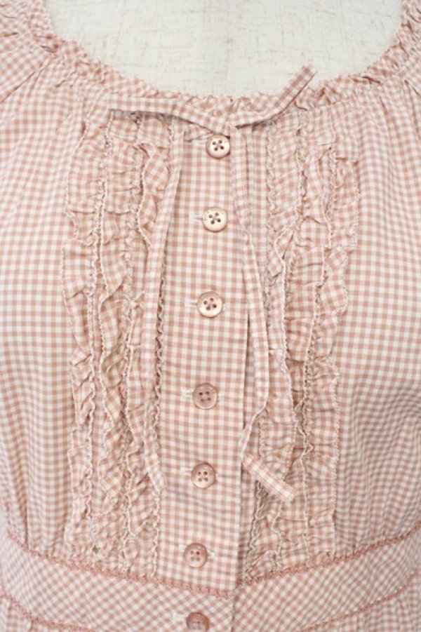 画像2: PINK HOUSE / ギンガムチェックワンピース  ピンク O-26-03-10-006-LO-OP-IG-OS (2)
