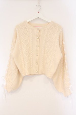 画像: Honey Cinnamon / ハートケーブルニットカーディガン  オフシロ O-26-03-10-062-LO-TO-IG-OS