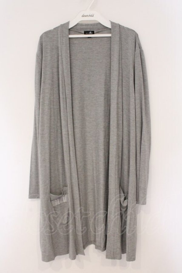 画像1: NieR Clothing / 刺繍ロングカーディガン  グレー O-26-03-10-067-PU-CO-IG-OS (1)