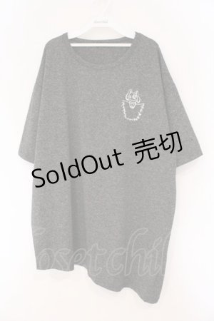 画像: NieR Clothing / 刺繍Tシャツ  グレー O-26-03-10-068-PU-TO-IG-OS