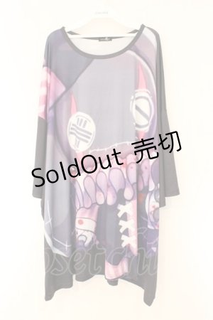 画像: NieR Clothing / スクエアプリントTシャツ  パープル×ブラック O-26-03-10-070-PU-TO-IG-OS