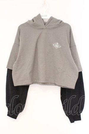 画像: NieR Clothing / 装飾付きBI-COLOR FAKE LAYERED SHORT PARKA パーカー  カーキグリーン系×ブラック O-26-03-10-083-PU-TO-IG-OS