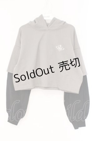 画像: NieR Clothing / 装飾付きBI-COLOR FAKE LAYERED SHORT PARKA パーカー  カーキグリーン系×ブラック O-26-03-10-083-PU-TO-IG-OS