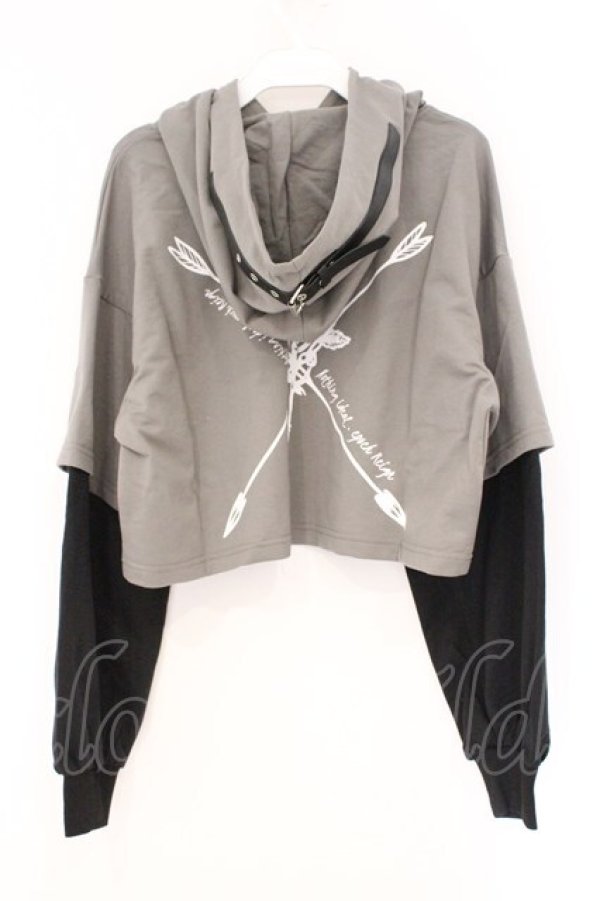 画像3: NieR Clothing / 装飾付きBI-COLOR FAKE LAYERED SHORT PARKA パーカー  カーキグリーン系×ブラック O-26-03-10-083-PU-TO-IG-OS (3)