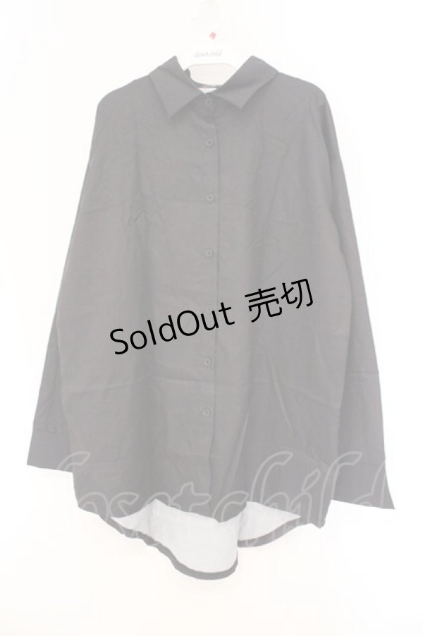 画像3: NieR Clothing / バックプリントシャツ  ブラック×ピンク ローズ O-26-03-10-084-PU-BL-IG-OS (3)