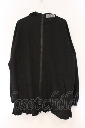 画像: NieR Clothing / 裾フリルZIP OUTER【DESIGN刺繍】パーカー  ブラック O-26-03-10-095-PU-TO-IG-OS