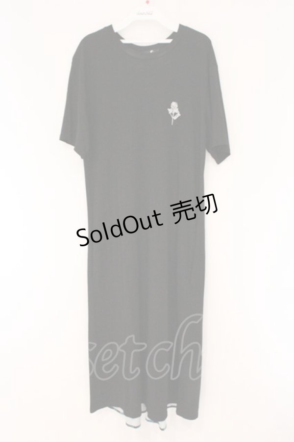 画像1: NieR Clothing / BACK ROSEマキシ丈ワンピース  ブラック×グリーン ローズ O-26-03-10-096-PU-OP-IG-OS (1)