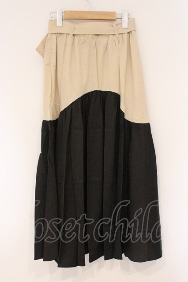 画像3: NieR Clothing / バイカラーベストスカート  ブラック×ベージュ O-26-03-10-105-PU-SK-IG-OS (3)