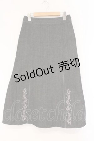 画像: PINK HOUSE / すずらん刺繍デニムスカート L クロ O-26-03-10-107-LO-SK-IG-OS