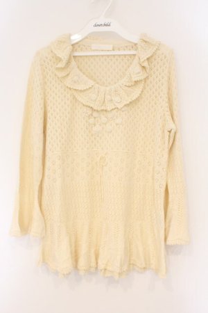 画像: PINK HOUSE / お花モチーフニット L ベージュ O-26-03-10-108-LO-TO-IG-OS