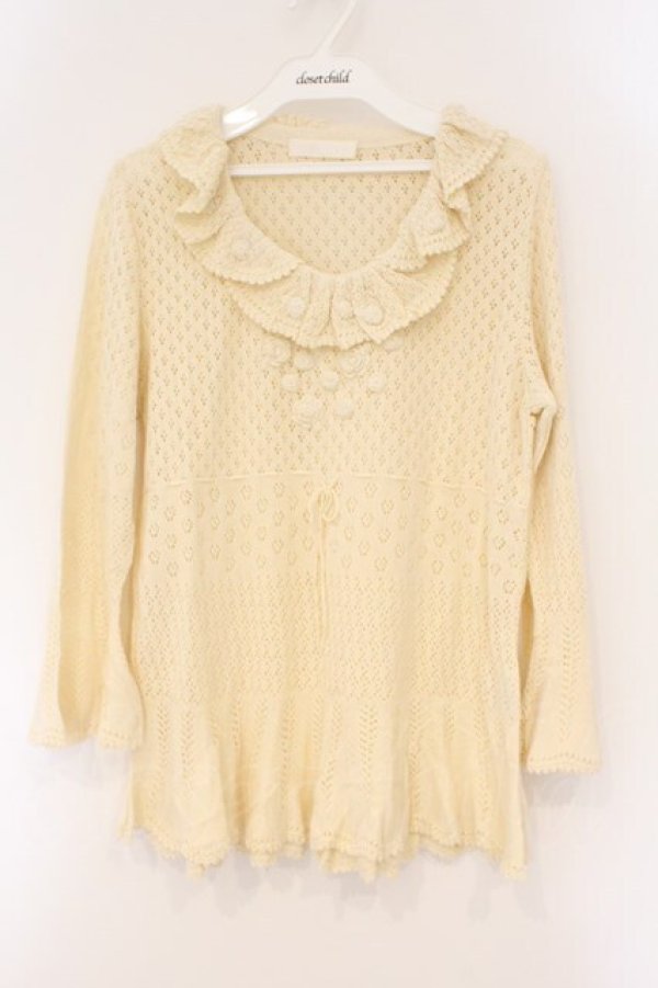 画像1: PINK HOUSE / お花モチーフニット L ベージュ O-26-03-10-108-LO-TO-IG-OS (1)