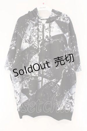 画像: NieR Clothing / 転写ptハーフZIPプルオーバー  ブラック×ホワイト O-26-03-10-109-PU-TO-IG-OS