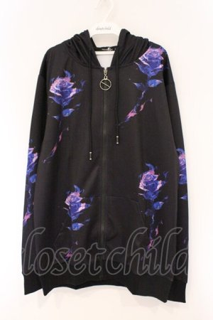 画像: NieR Clothing / 転写ZIPパーカー  ブラック ローズブルーパープル O-26-03-10-110-PU-TO-IG-OS