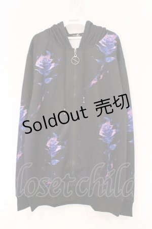 画像: NieR Clothing / 転写ZIPパーカー  ブラック ローズブルーパープル O-26-03-10-110-PU-TO-IG-OS