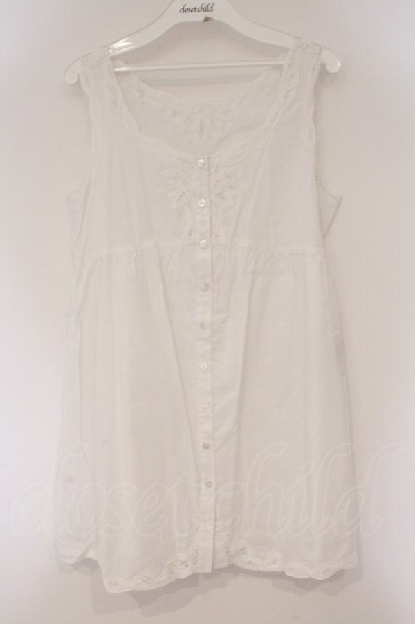 画像1: PINK HOUSE / レース配色ノースリーブブラウス  シロ O-26-03-10-010-LO-TO-IG-OS (1)