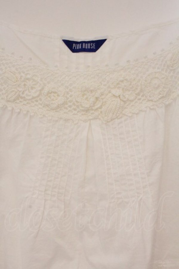 画像2: PINK HOUSE / タックモチーフキャミソール  シロ O-26-03-10-013-LO-TO-IG-OS (2)
