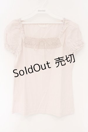 画像: PINK HOUSE / カットワークレーススリーブTシャツ  ピンク O-26-03-10-016-LO-TO-IG-OS