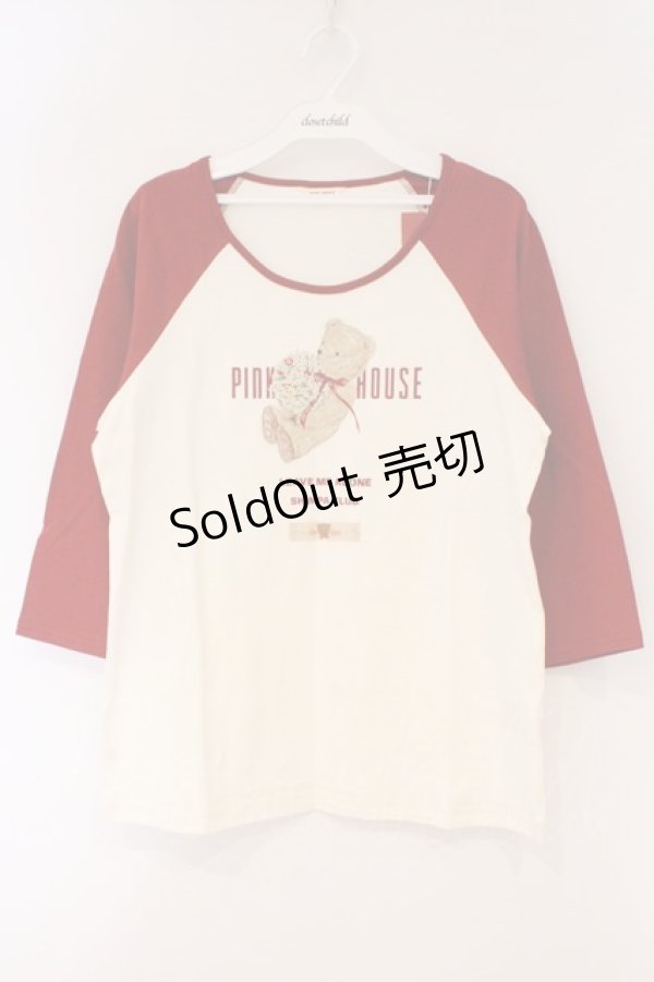 画像1: PINK HOUSE / ブーケテディラグランカットソー  アカ O-26-03-10-017-LO-TO-IG-OS (1)