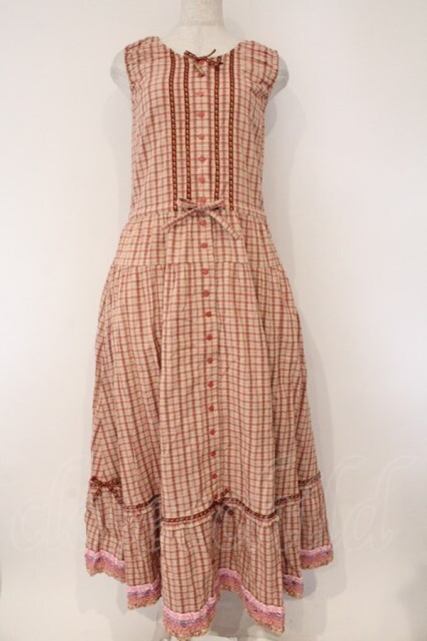 画像1: PINK HOUSE / 多色ピコフリルジャンパースカート  ピンク O-26-03-10-003-LO-OP-IG-OS (1)