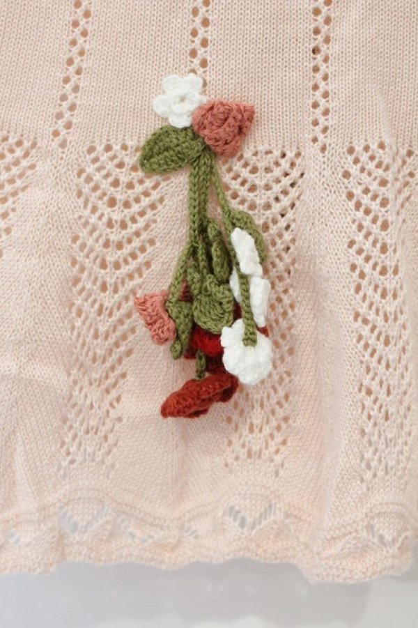 画像4: PINK HOUSE / フラワーあみぐるみニットキャミソール  ピンク O-26-03-10-022-LO-TO-IG-OS (4)