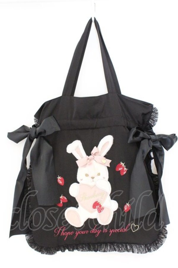 画像2: LIZ LISA / ストロベリーラビットトートバッグ  クロ O-26-03-11-033-LO-BG-IG-OS (2)