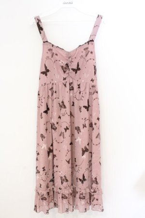 画像: axes femme / バタフライメッシュキャミワンピース M ピンク O-26-03-11-038-AX-OP-OW-OS