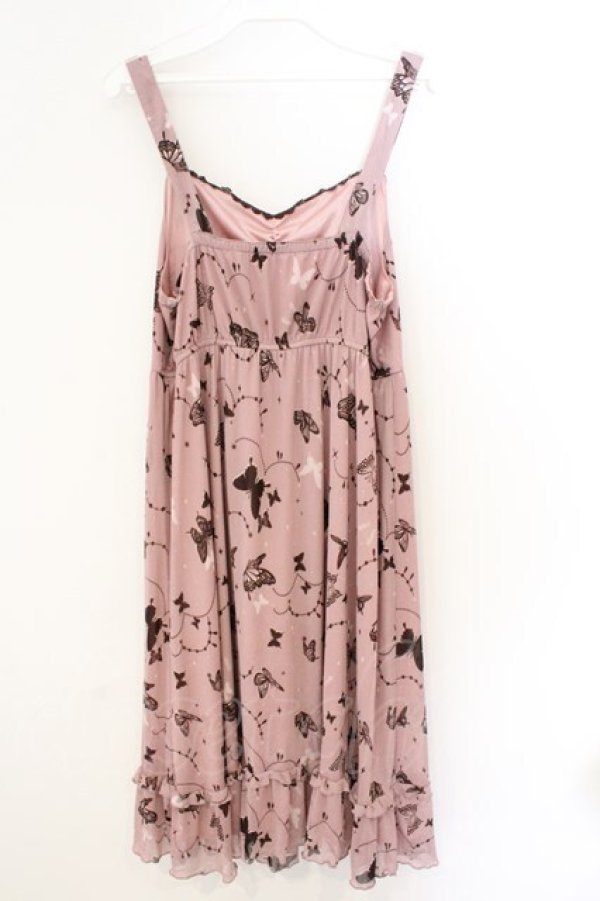 画像2: axes femme / バタフライメッシュキャミワンピース M ピンク O-26-03-11-038-AX-OP-OW-OS (2)