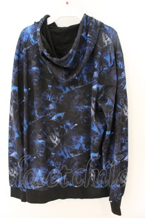 画像4: NieR Clothing / 転写ジップパーカー F ブラック×ブルーロゴ柄 O-26-03-11-046-PU-BL-OW-OS (4)