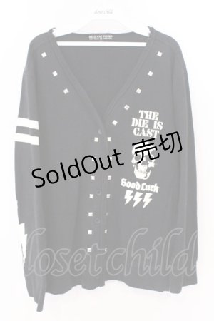 画像: HELL CAT PUNKS / スカルプリントスタッズカーディガン L ブラック O-26-03-11-054-PU-TO-YM-OS