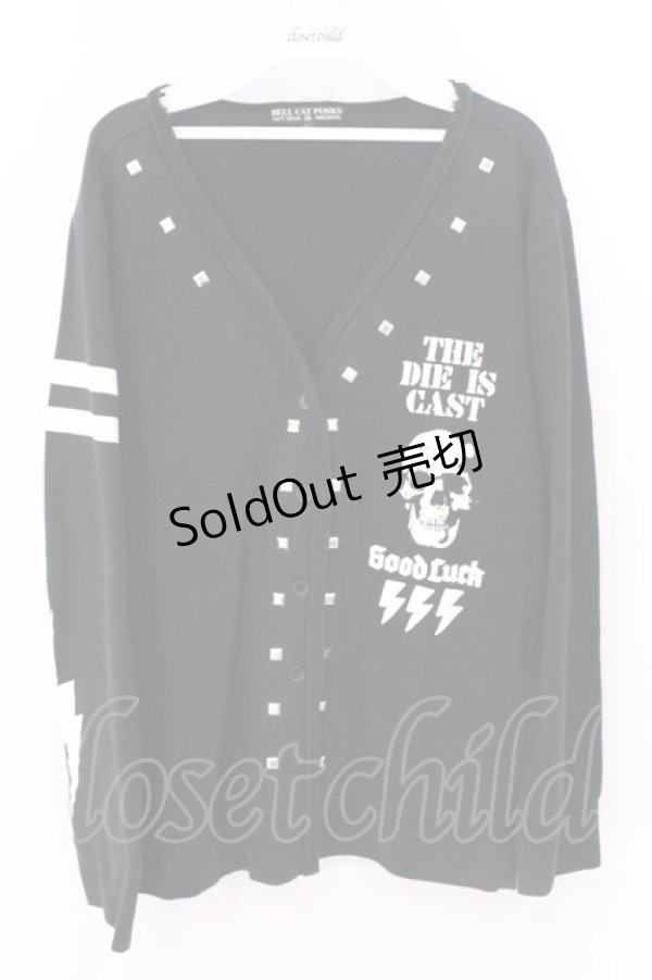 画像1: HELL CAT PUNKS / スカルプリントスタッズカーディガン L ブラック O-26-03-11-054-PU-TO-YM-OS (1)