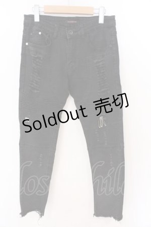画像: ALGONQUINS / デストロイバイカーデニムスキニーパンツ M ブラック O-26-03-11-059-AL-PA-YM-ZT527