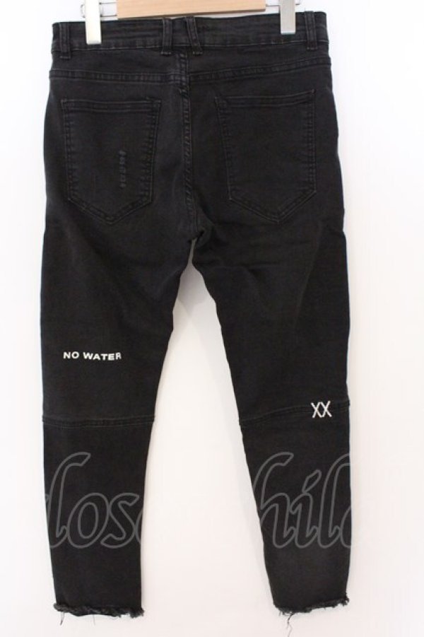 画像4: ALGONQUINS / デストロイバイカーデニムスキニーパンツ M ブラック O-26-03-11-059-AL-PA-YM-OS (4)