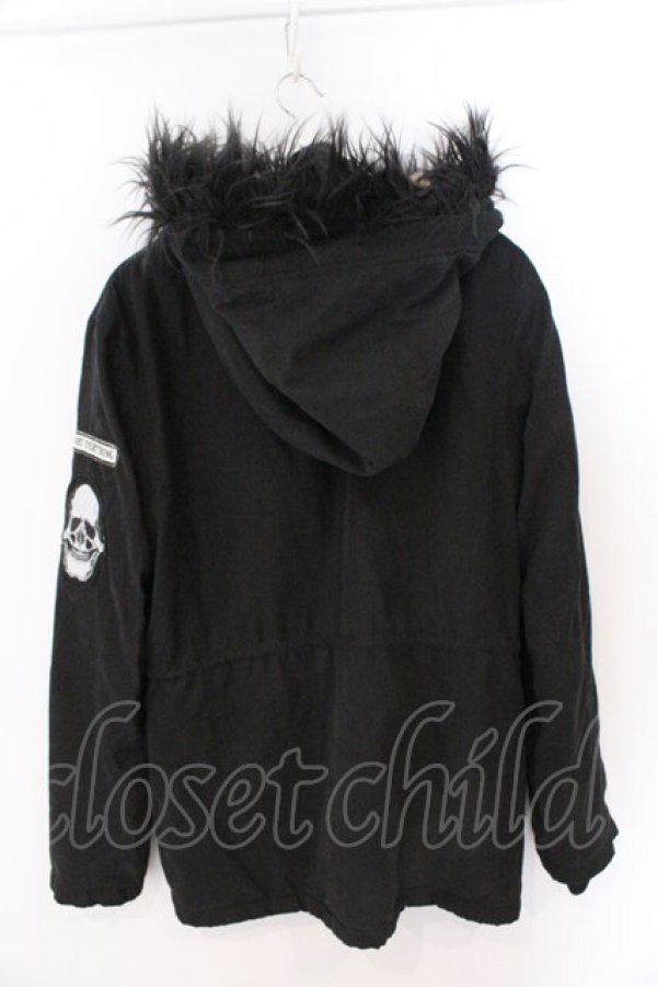 画像3: GLAD NEWS / ファーフードミリタリーパッチブルゾンジャケット F ブラック O-26-03-11-062-GL-CO-YM-OS (3)