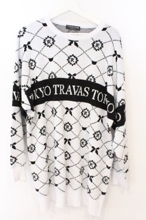 画像: TRAVAS TOKYO / ロゴ総柄ジャガードニットプルオーバー F ホワイト O-26-03-11-067-PU-TO-YM-OS