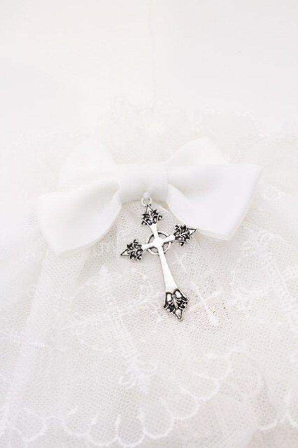 画像3: Chalmiere / クロスレースお袖留め  シロ O-26-03-11-015-0-ZA-IG-OS (3)