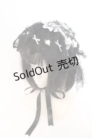 画像: Fancy Doll / 薔薇付きヘッドドレス  クロ×シロ O-26-03-11-017-PU-AC-IG-OS