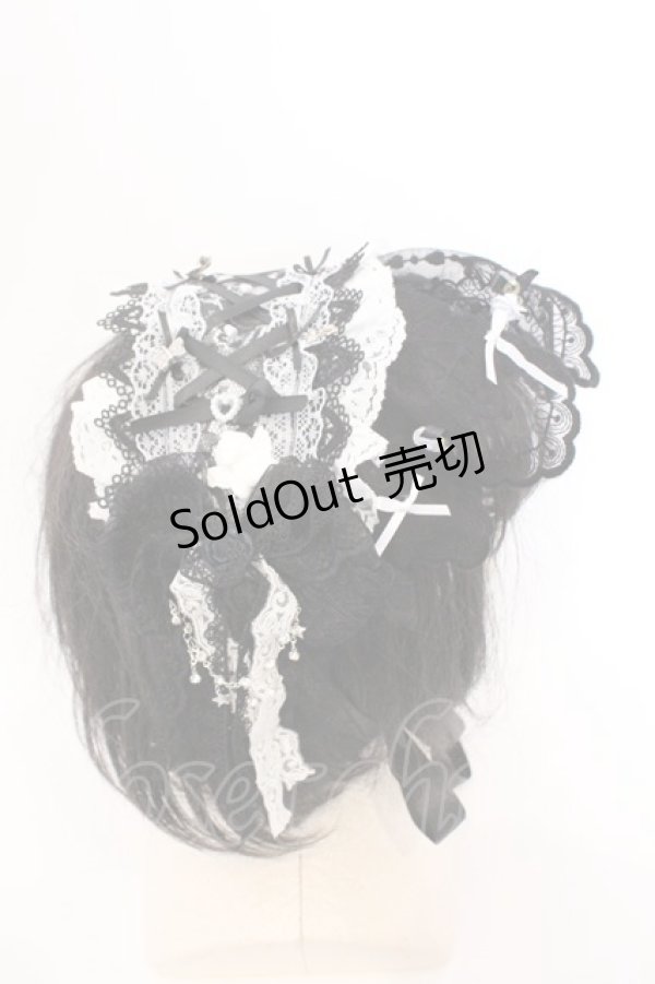 画像3: Fancy Doll / 薔薇付きヘッドドレス  クロ×シロ O-26-03-11-017-PU-AC-IG-OS (3)