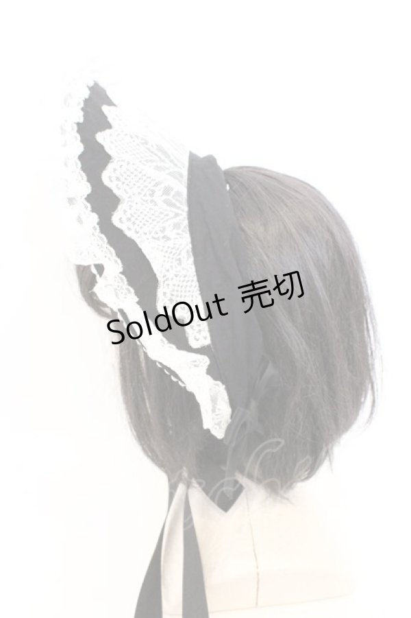 画像3: 妹抖手作工作屋 / レースデコレーション ハーフボンネット  クロ×シロ O-26-03-11-018-PU-AC-IG-OS (3)