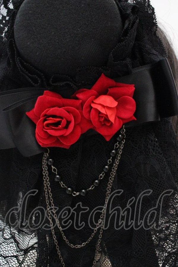 画像4: MARBLE / ヴェールミニハット  ブラック×レッド O-26-03-12-052-GO-AC-IG-OS (4)