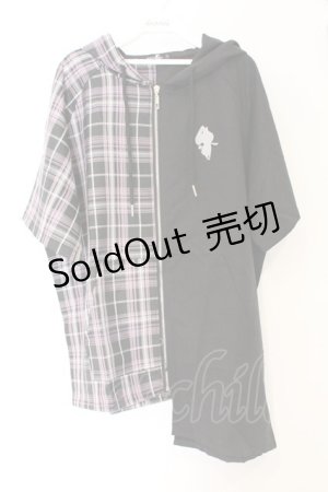 画像: NieR Clothing / コルセットベルト付きTWO-TONE SHIRT ZIP OUTER【PINK】 パーカー  ブラック×ピンク O-26-03-12-1029-PU-TO-IG-OS