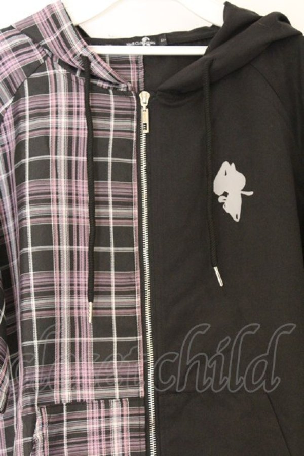 画像2: NieR Clothing / コルセットベルト付きTWO-TONE SHIRT ZIP OUTER【PINK】 パーカー  ブラック×ピンク O-26-03-12-1029-PU-TO-IG-OS (2)