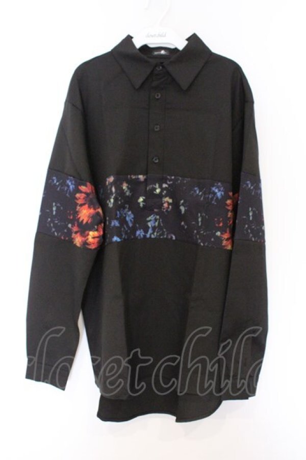 画像1: NieR Clothing / ブロッキングプルオーバーシャツ  向日葵　ブラック O-26-03-12-1033-PU-BL-IG-OS (1)