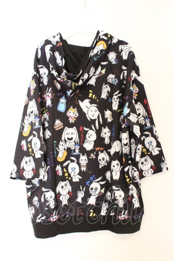 画像3: NieR Clothing / 転写ZIPパーカー  ブラック NieRちゃん総柄 O-26-03-12-1036-PU-TO-IG-OS (3)