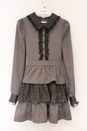 画像: evelyn / ハートレースティアードワンピース  チャコール O-26-03-12-1049-LO-OP-IG-OS