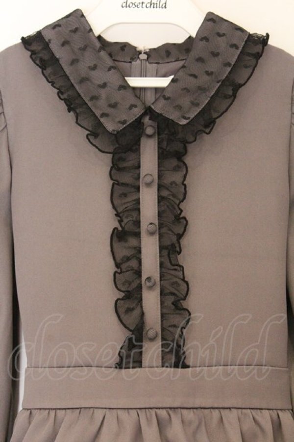 画像2: evelyn / ハートレースティアードワンピース  チャコール O-26-03-12-1049-LO-OP-IG-OS (2)