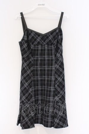 画像: Rilly emulie / Heart Cut Check Cami Onepiece （ハートカットチェックキャミワンピース）  クロ O-26-03-12-1050-PU-OP-IG-OS