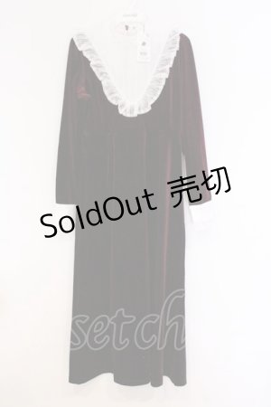 画像: Fickle Bebe / レーズベロアワンピース  ワイン O-26-03-12-1013-0-OP-IG-OS