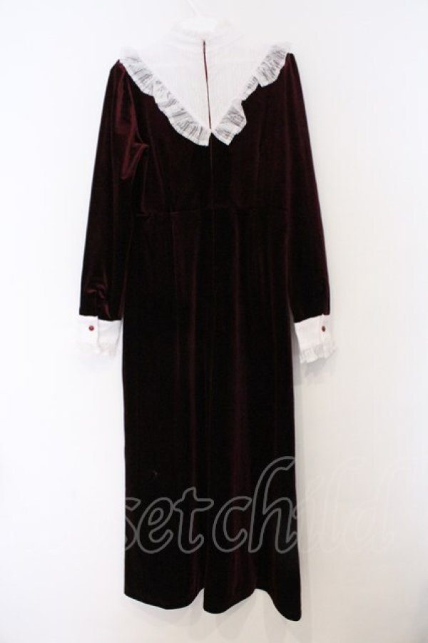 画像4: Fickle Bebe / レーズベロアワンピース  ワイン O-26-03-12-1013-0-OP-IG-OS (4)
